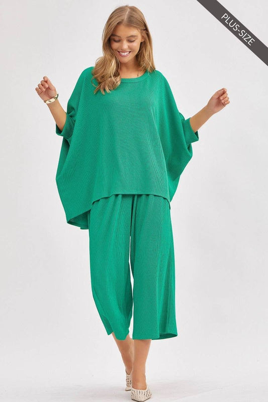 Dear Scarlett - PLUS SIZE Solid Blouse + Wide Leg Set TRVSET-BALIP