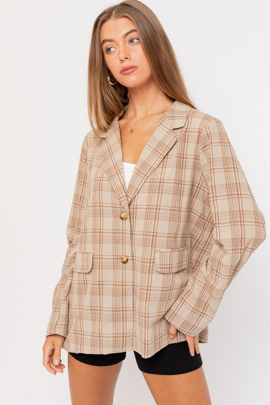 Oversized Plaid Jacket-Drop Ship