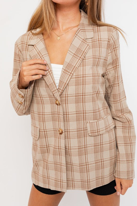 Oversized Plaid Jacket-Drop Ship