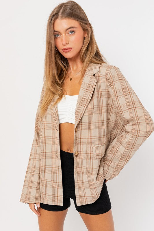 Oversized Plaid Jacket-Drop Ship