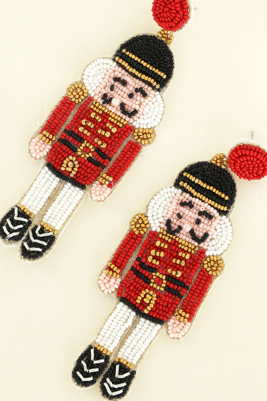 NUTCRACKER HANDMADE BEADED EMBROIDERY EARRINGS