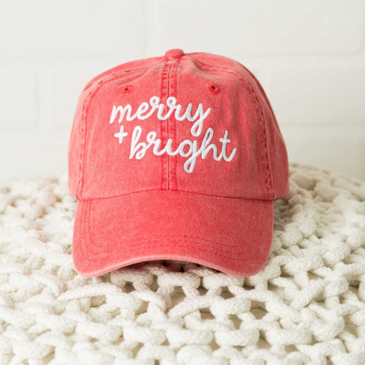 Embroidered Merry And Bright Cursive Canvas Hat-Drop Ship