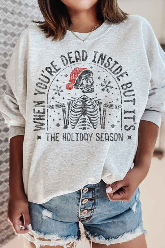 CHRISTMAS SKELETON GRAPHIC SWEATSHIRT