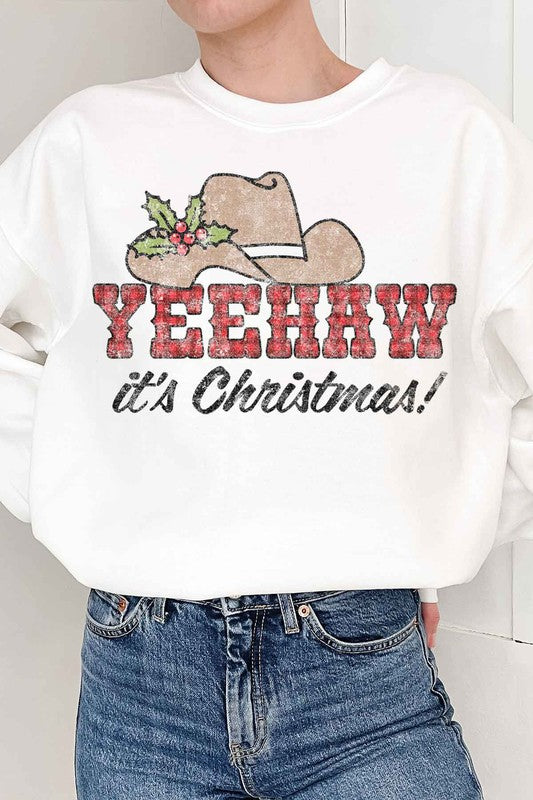 DropShip-YEEHAW COUNTRY CHRISTMAS GRAPHIC SWEATSHIRT-Drop Ship