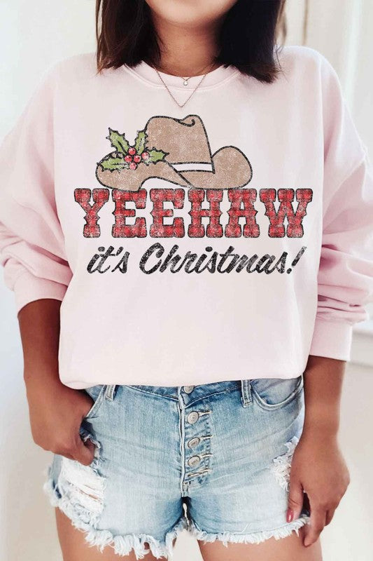 DropShip-YEEHAW COUNTRY CHRISTMAS GRAPHIC SWEATSHIRT-Drop Ship