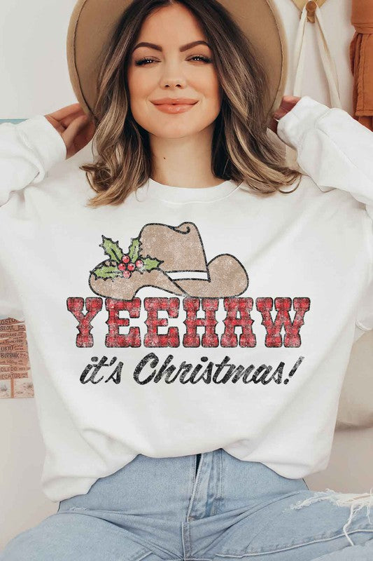 DropShip-YEEHAW COUNTRY CHRISTMAS GRAPHIC SWEATSHIRT-Drop Ship