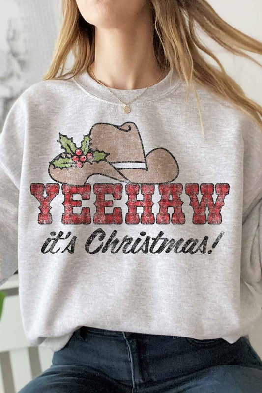 DropShip-YEEHAW COUNTRY CHRISTMAS GRAPHIC SWEATSHIRT-Drop Ship