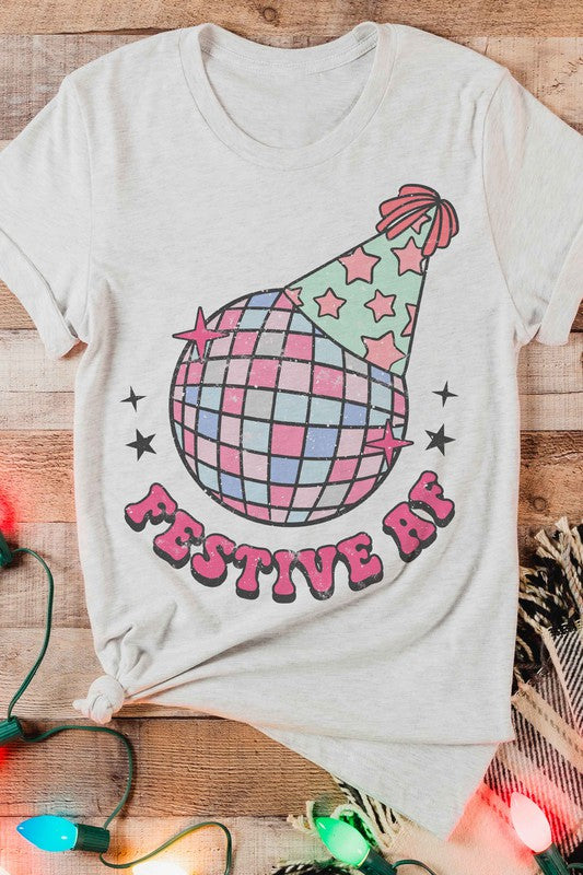 FESTIVE AF DISCO BALL GRAPHIC TEE