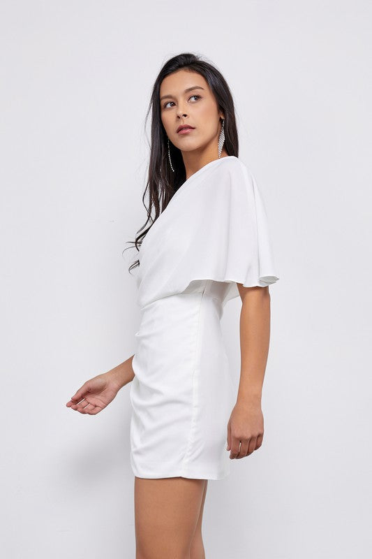 One Shoulder Wrap Dress-Drop Ship