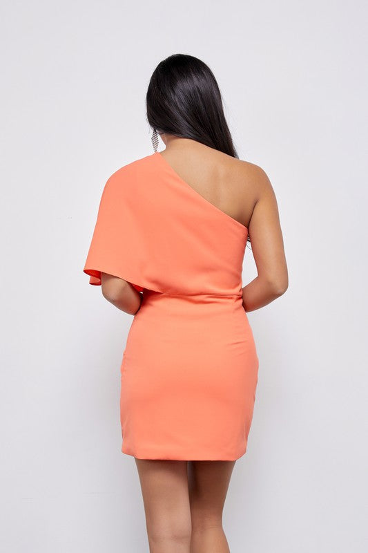 One Shoulder Wrap Dress-Drop Ship