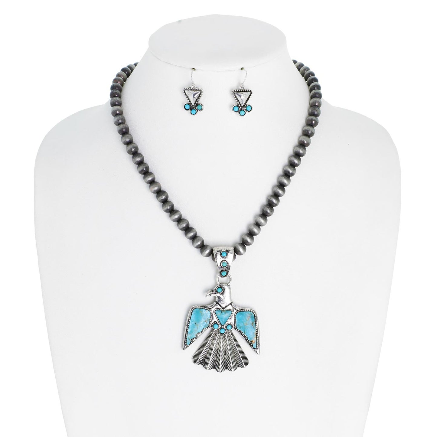 WESTERN NAVAJO PEARL THUNDERBIRD NECKLACE SET