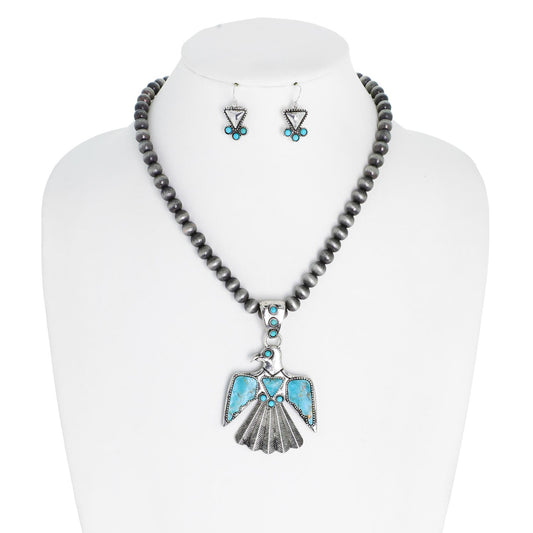 WESTERN NAVAJO PEARL THUNDERBIRD NECKLACE SET