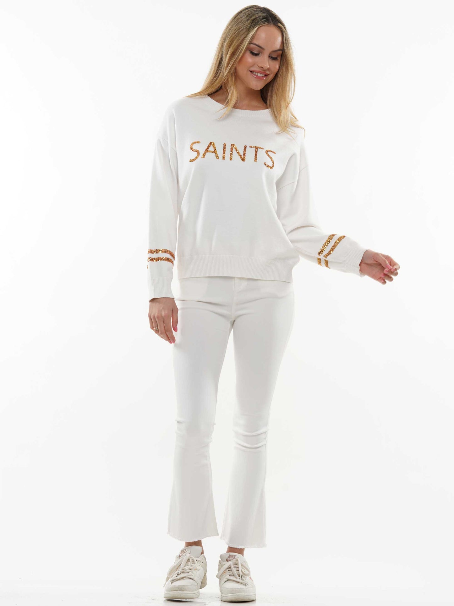 Sequin saints knit top