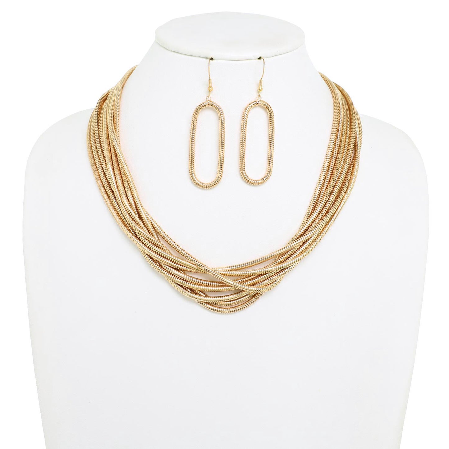 MULTISTRAND COILED SNAKE CHAIN NECKLACE SET