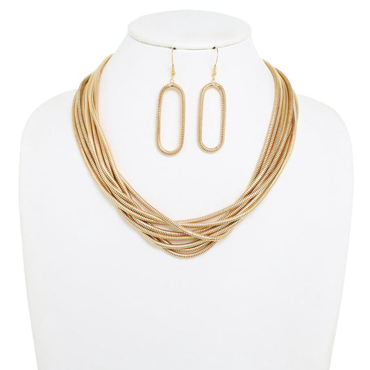 MULTISTRAND COILED SNAKE CHAIN NECKLACE SET