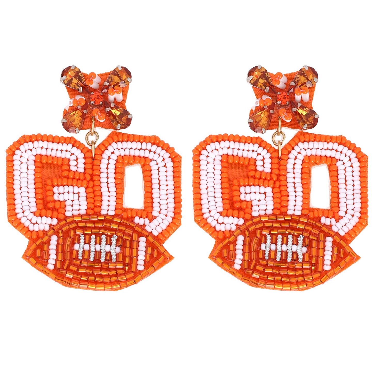 JEWELED GAME DAY GO BEADED FOOTBALL EARRINGS