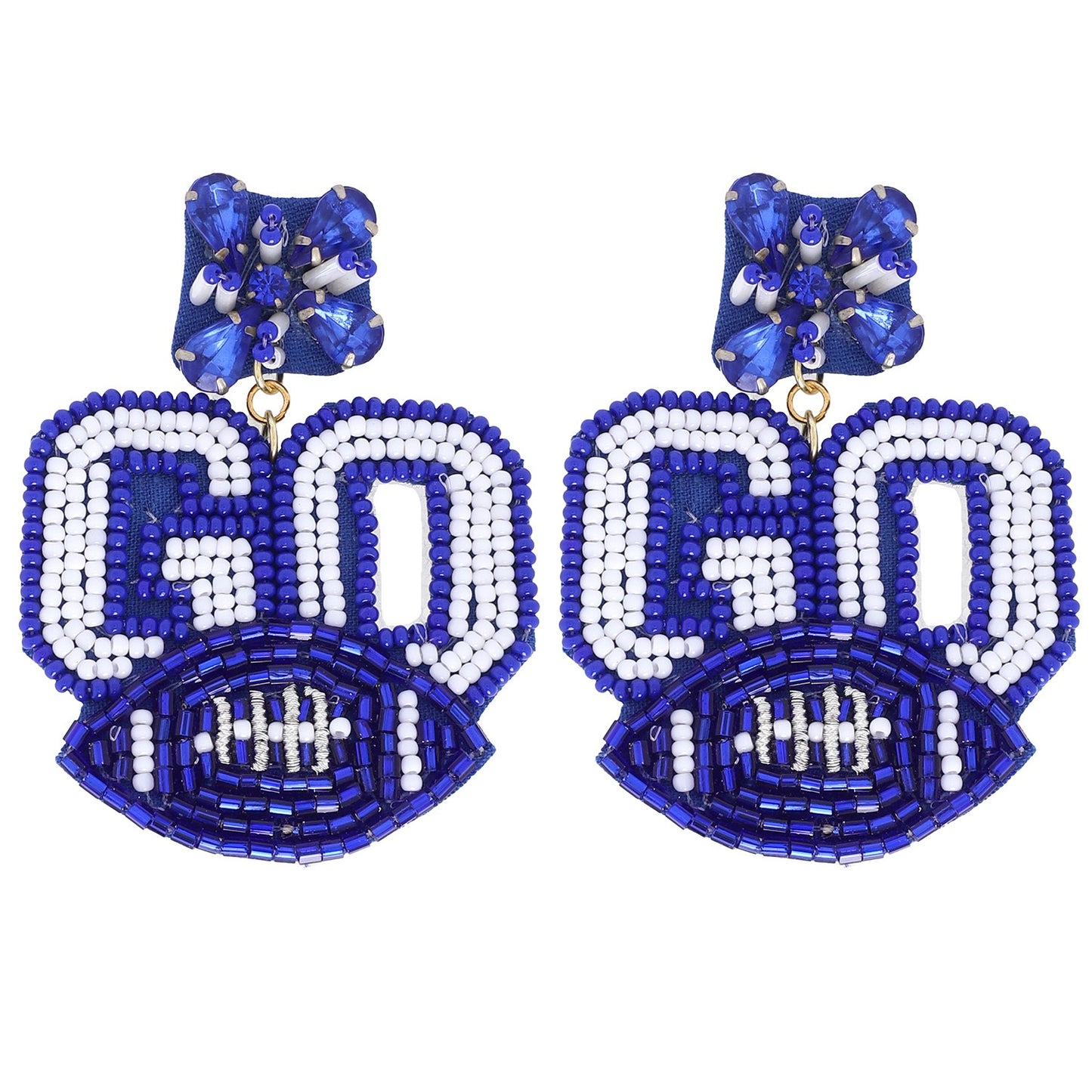 JEWELED GAME DAY GO BEADED FOOTBALL EARRINGS