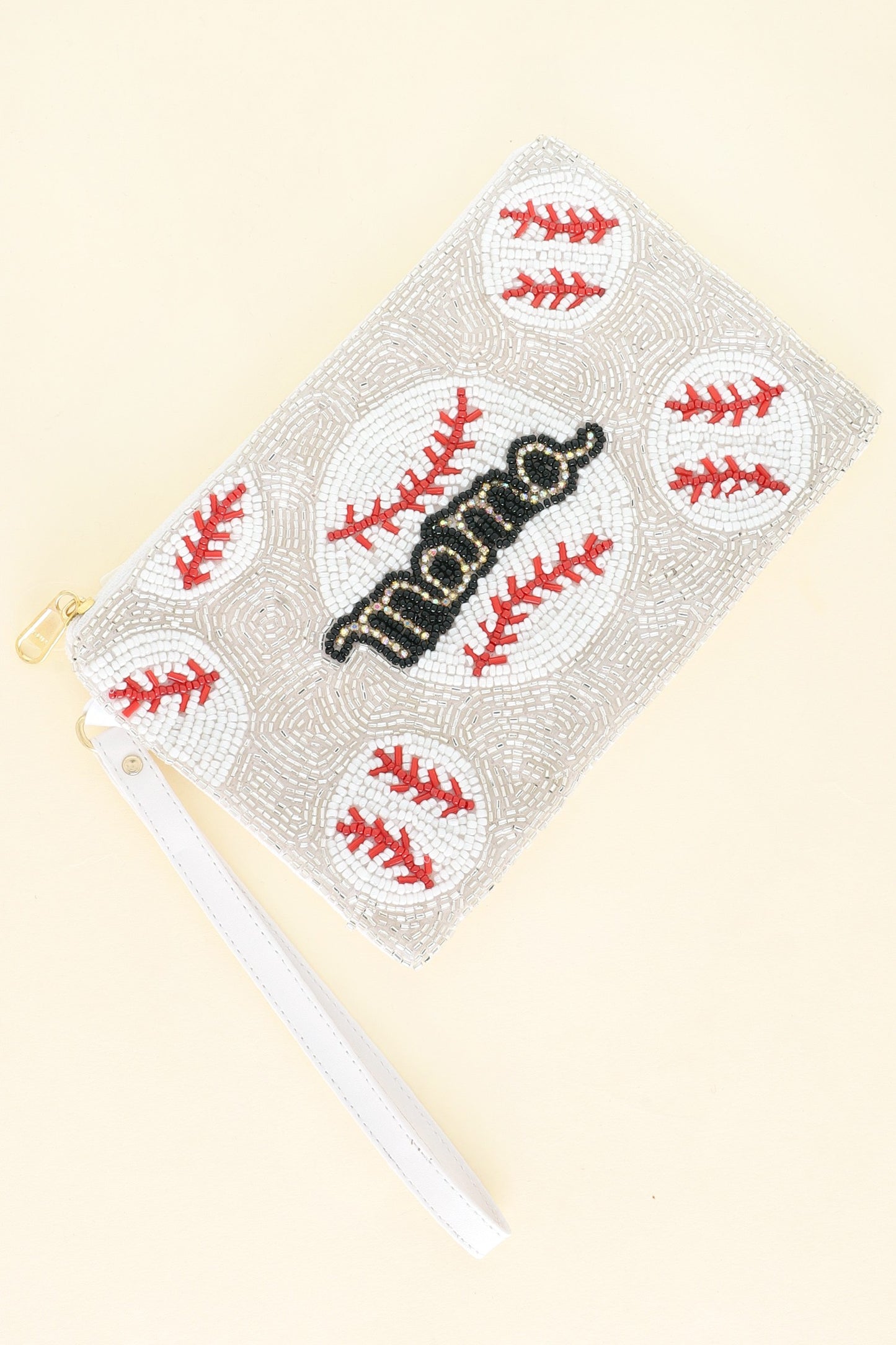 SPORTS MAMA BEADED WRISTLET COIN BAG