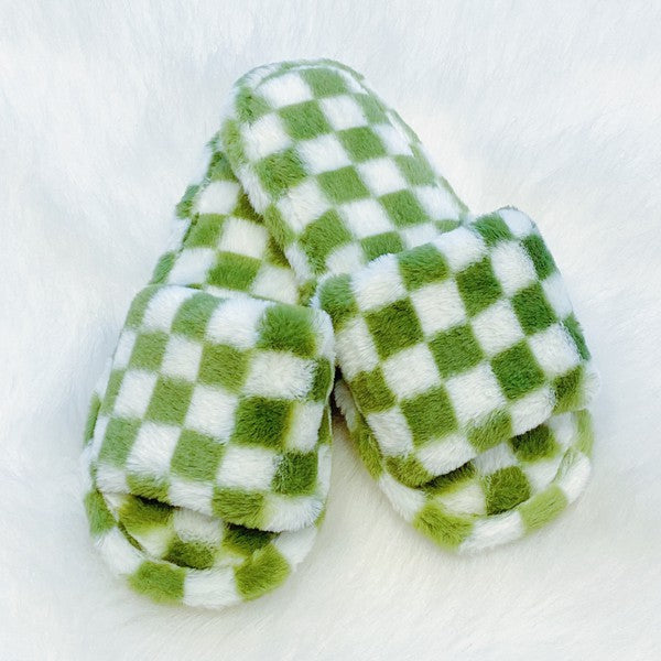 Luxe Lounge Checker Cozy Slippers-Drop Ship