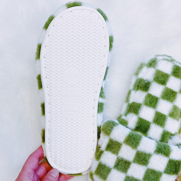 Luxe Lounge Checker Cozy Slippers-Drop Ship