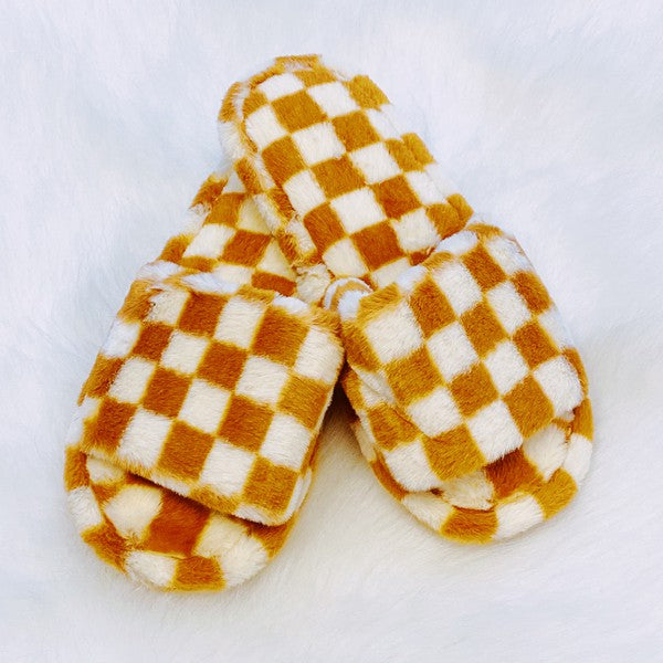 Luxe Lounge Checker Cozy Slippers-Drop Ship