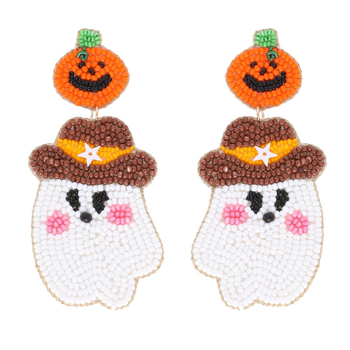 WESTERN GHOST HALLOWEEN BEADED EARRINGS