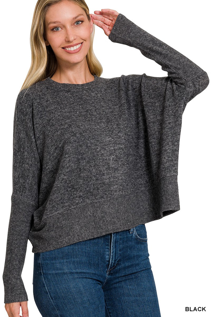 BRUSHED MELANGE HACCI DOLMAN SLEEVE SWEATER