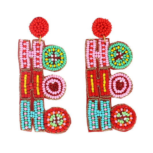 HOHOHO Christmas Beaded Long Drop Earrings