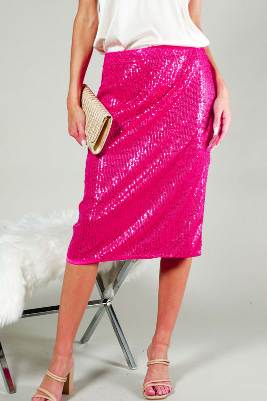 SEQUIN MIDI SKIRT WITH SIDE SLIT