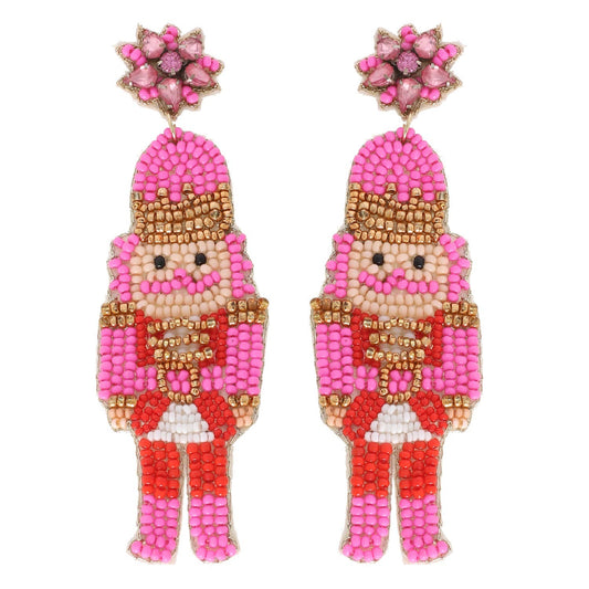 NUTCRACKER CHRISTMAS BEADED DROP EARRINGS