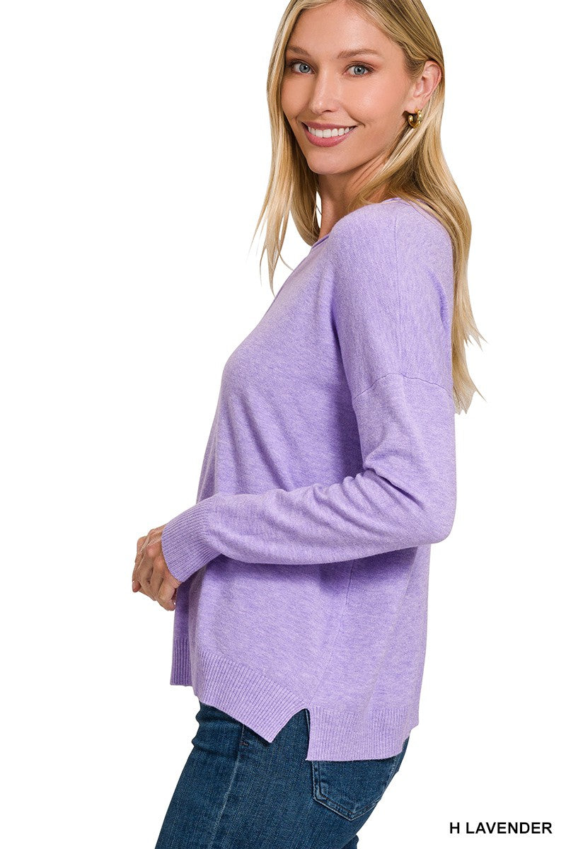 VISCOSE FRONT SEAM ROUND-NECK SWEATER