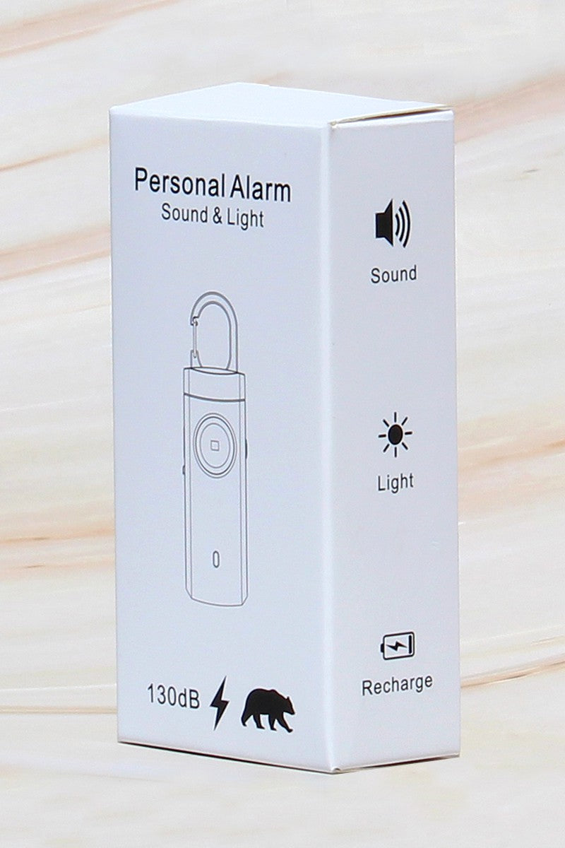 RECHARGEABLE PERSONAL SAFETY ALARM AND FLASHLIGHT