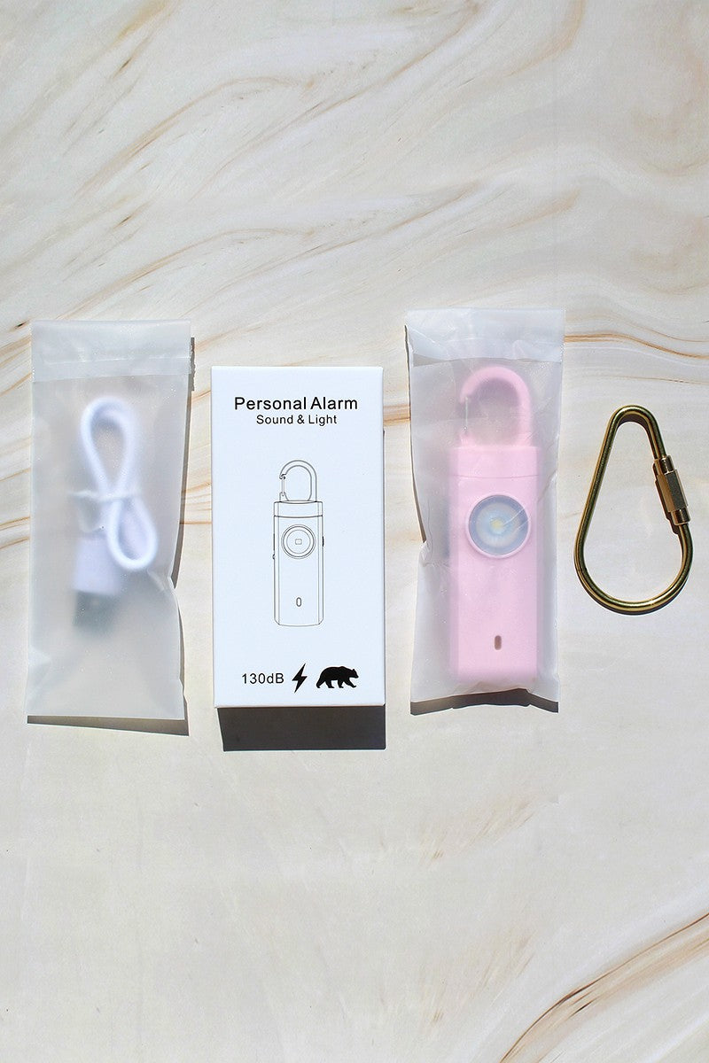 RECHARGEABLE PERSONAL SAFETY ALARM AND FLASHLIGHT