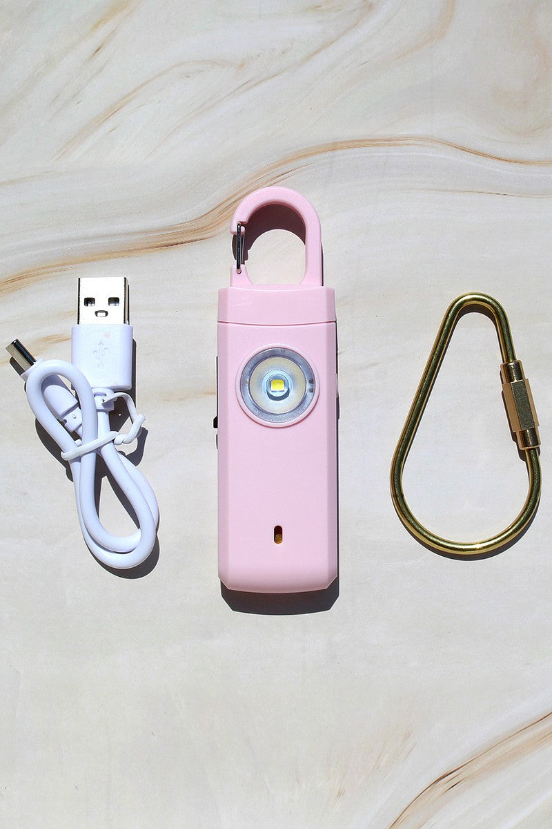 RECHARGEABLE PERSONAL SAFETY ALARM AND FLASHLIGHT