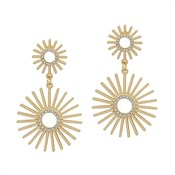 Sunburst with Rhinestone Center Drop Earring