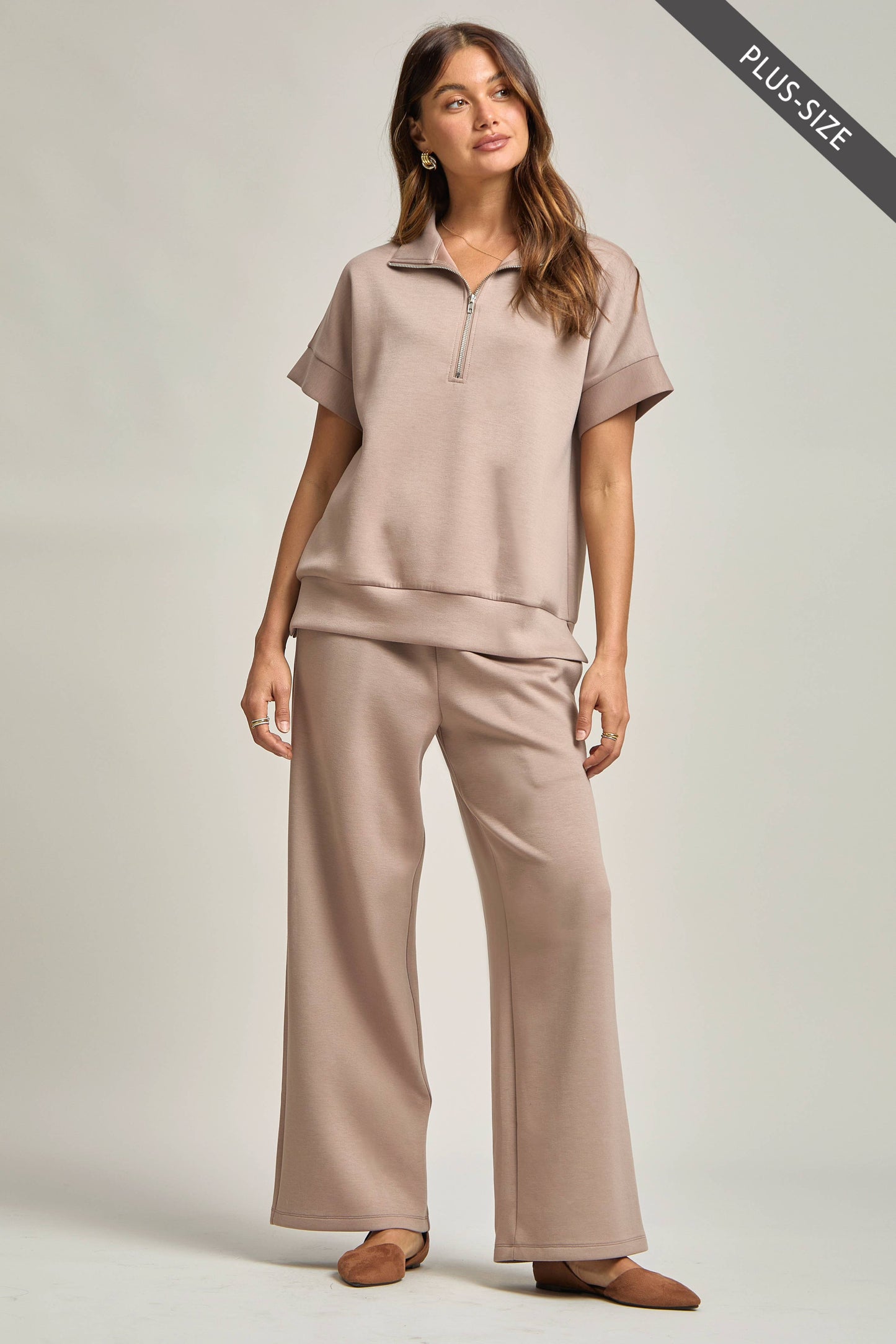 Dear Scarlett - PLUS SIZE Quarter Zip + Pants Modal Set TRVSET-CATALINAP