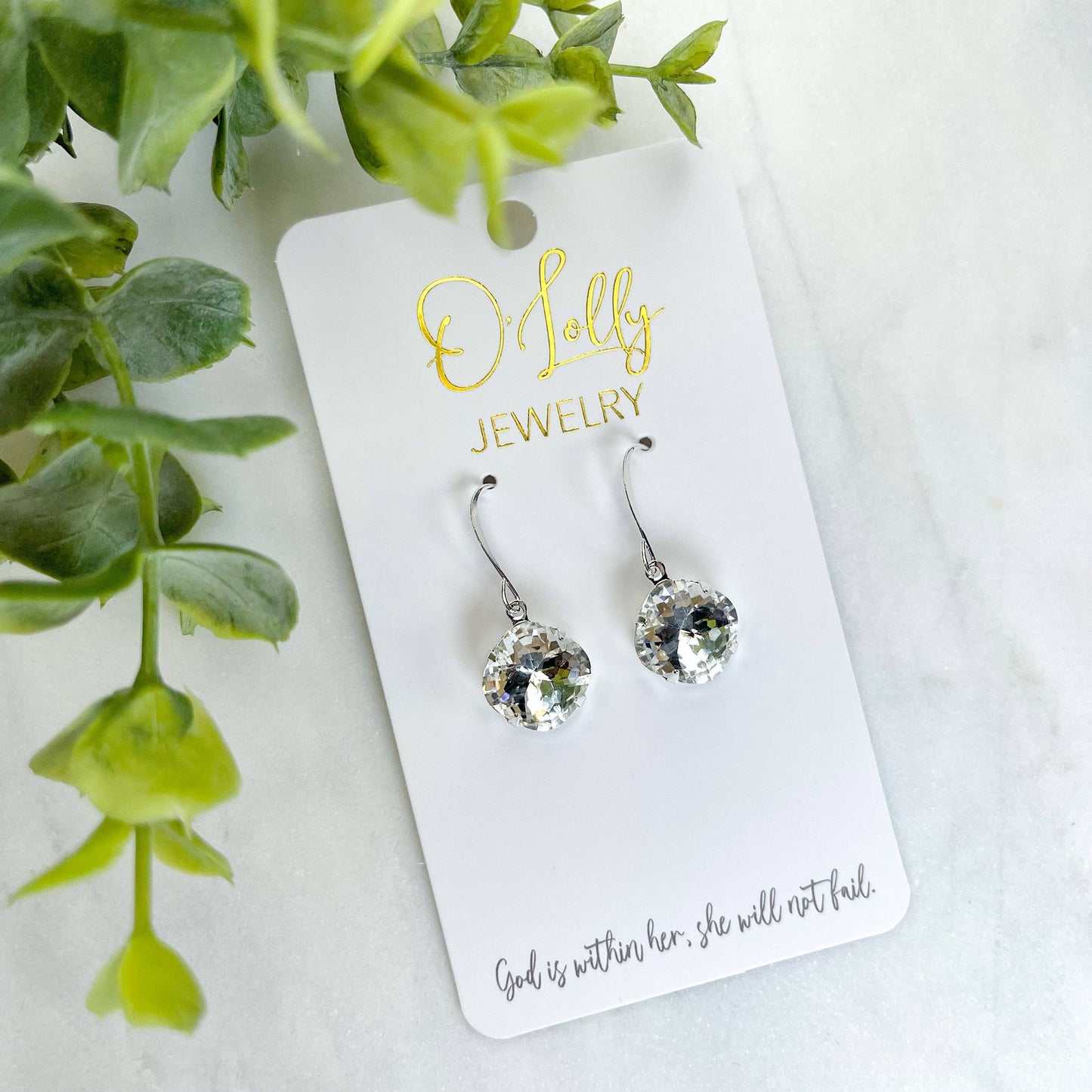 O’Lolly Jewelry - O'Lolly "Remi" Earrings - Silver Clear Stone Dangle