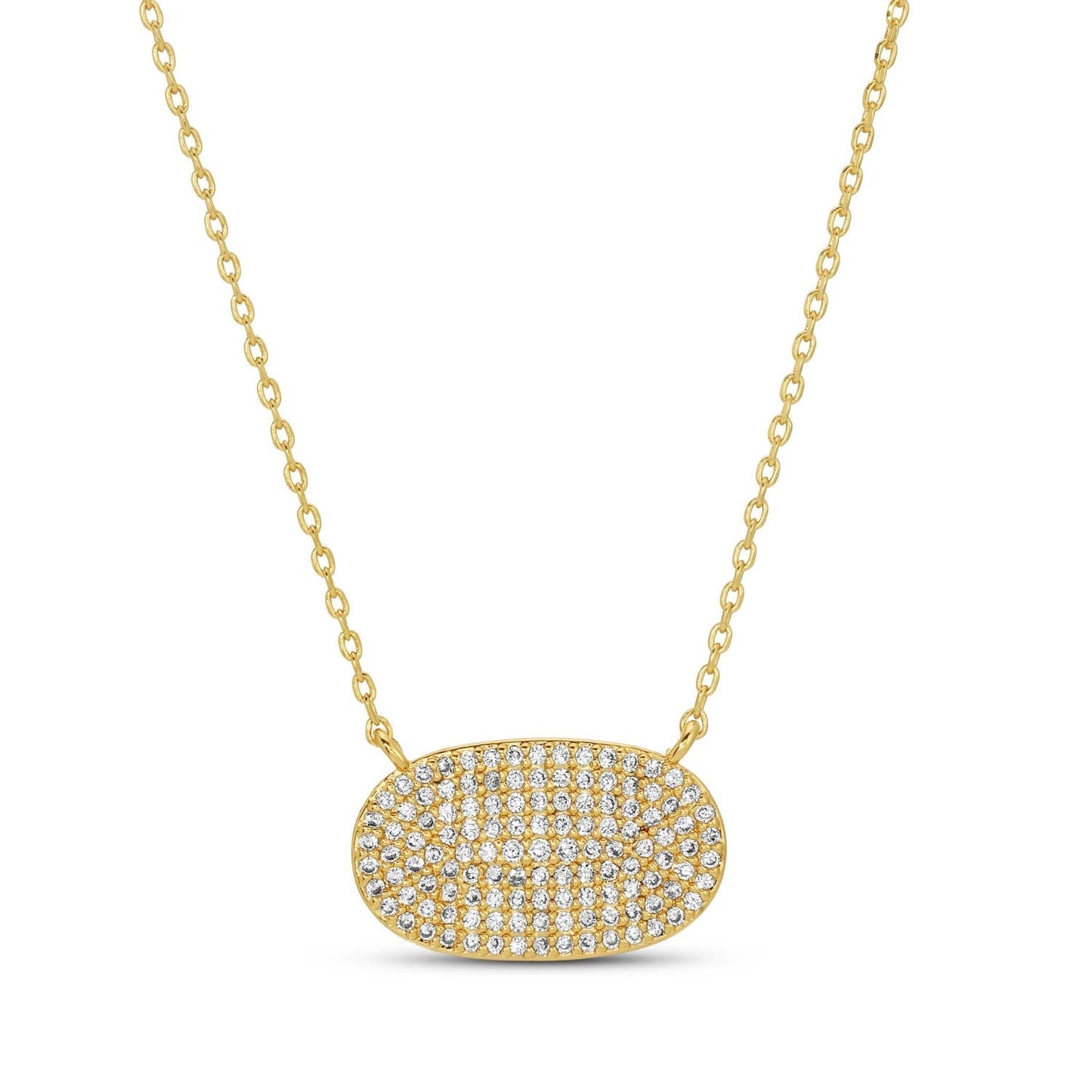 Splendid Iris - Unity Pave Oval Pendant Necklace