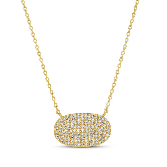Splendid Iris - Unity Pave Oval Pendant Necklace