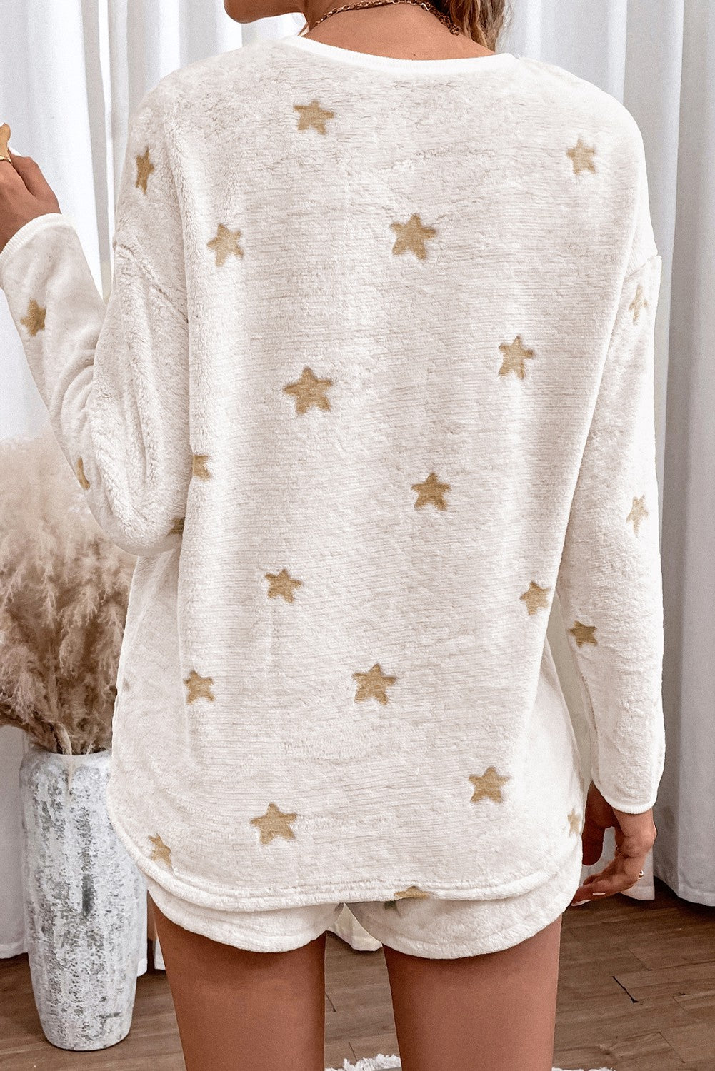 Star Long Sleeve Pullover and Shorts Lounge Set