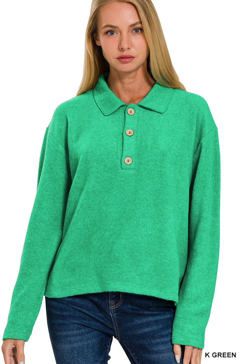 BRUSHED MELANGE HACCI COLLARED SWEATER