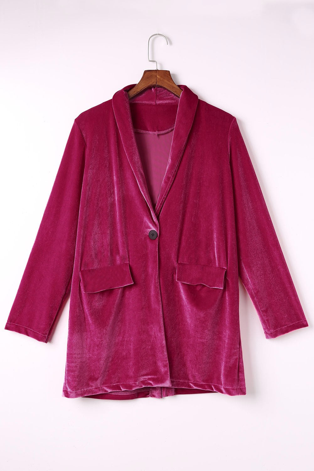 Casual Pocketed Velvet Blazer