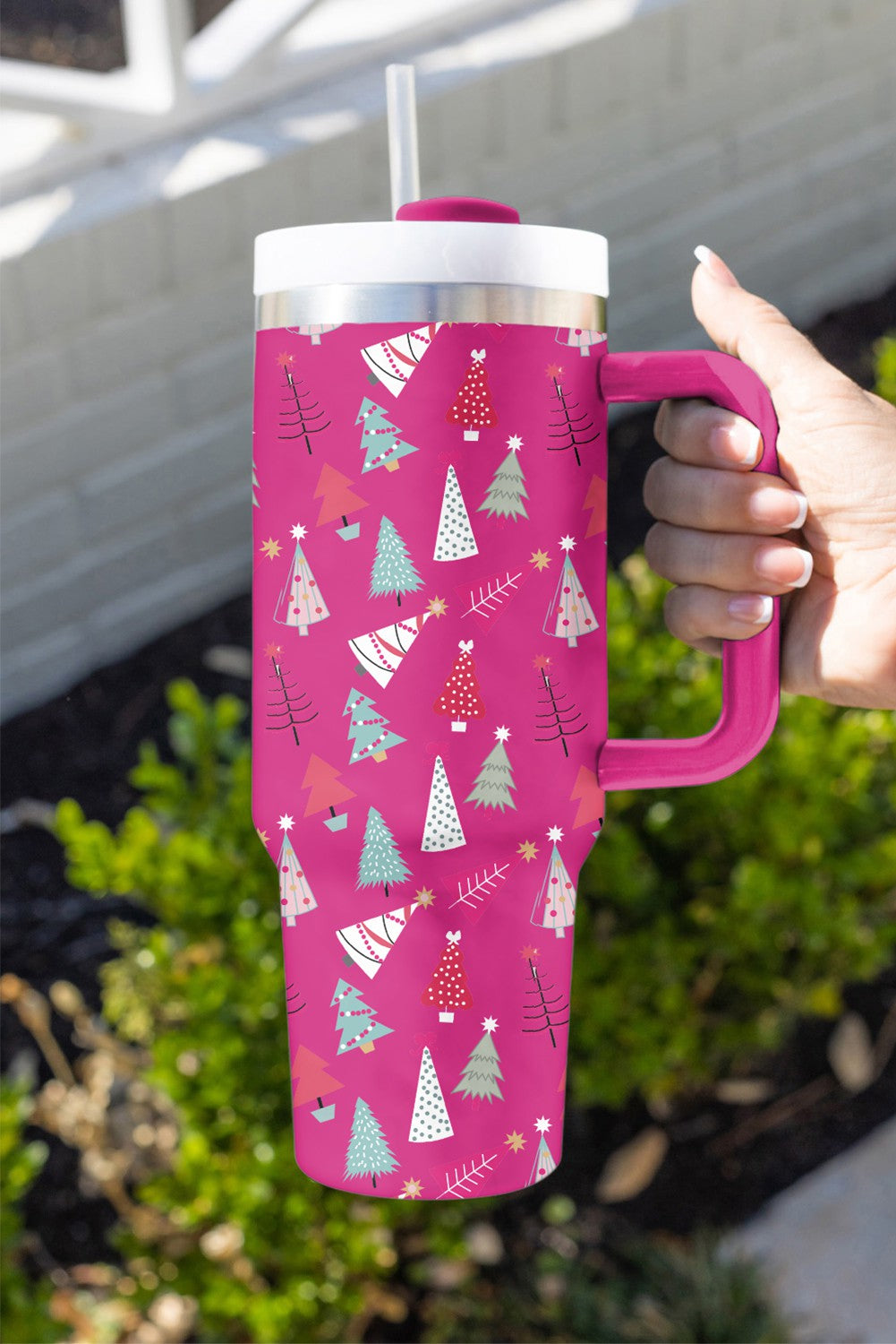 Cartoon Christmas Tree Printed 40oz Thermos Cup