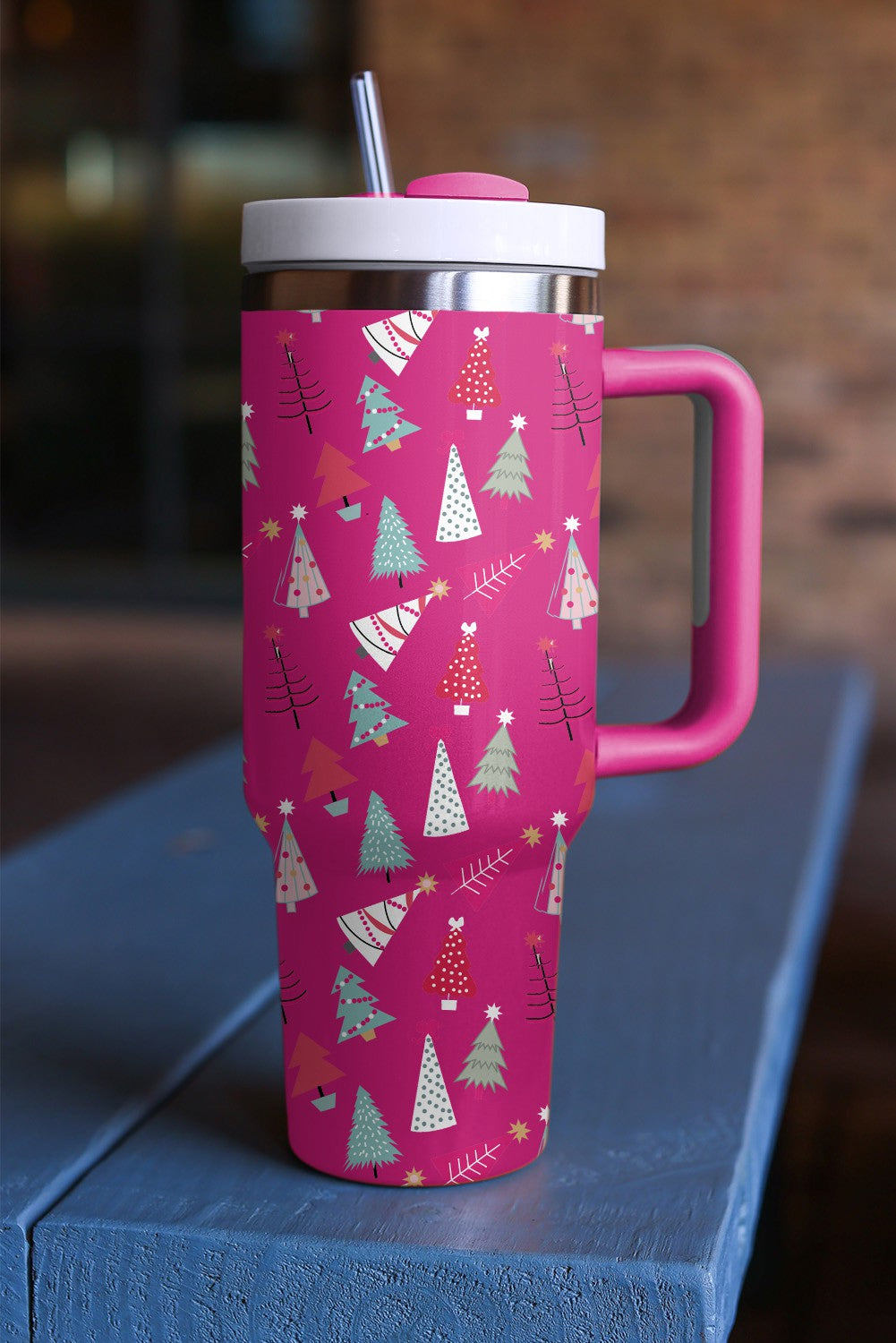 Cartoon Christmas Tree Printed 40oz Thermos Cup