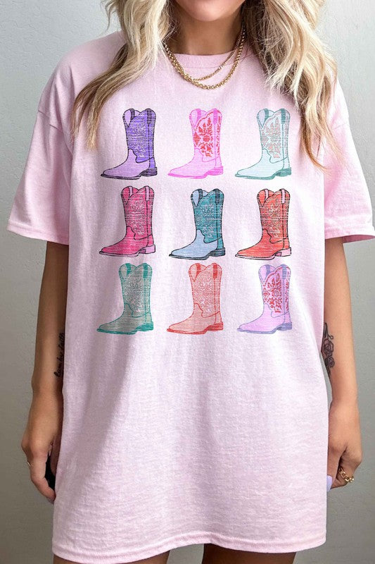 COWGIRL BOOTS WESTERN COUNTRY OVERSIZED TEE