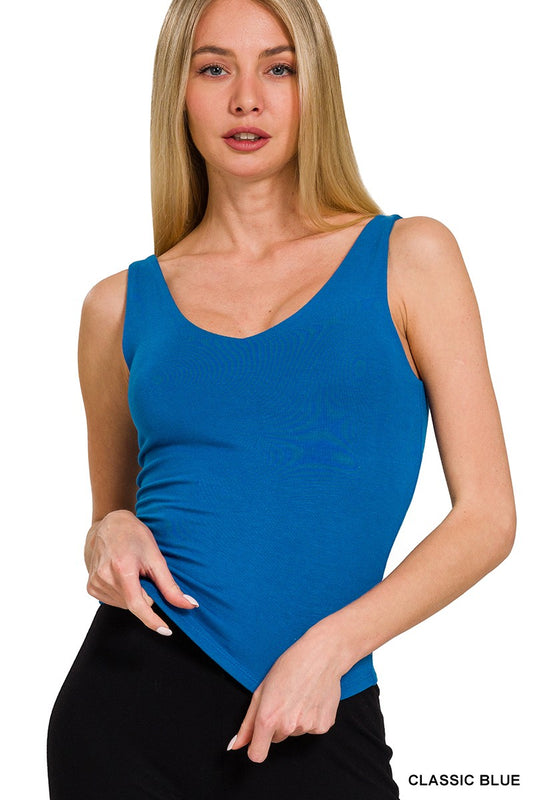 Premium Rayon Double Layered V-neck Tank Top