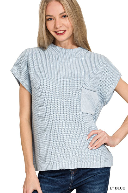 Mock Neck Short Sleeve Sweater
