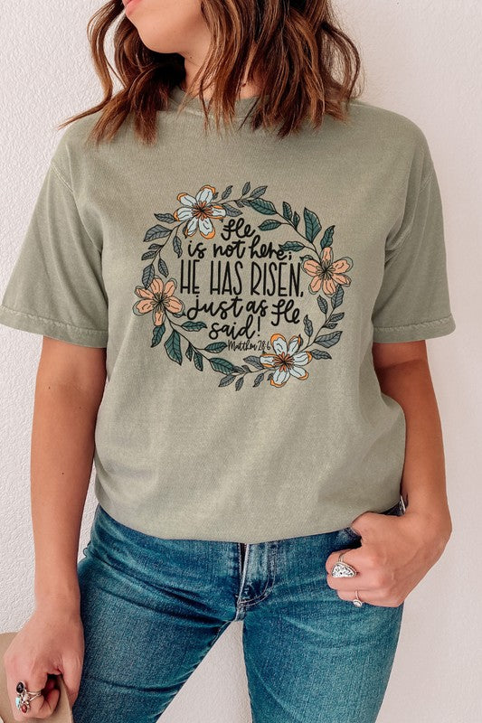 He Has Risen Easter Comfort Colors Graphic Tee