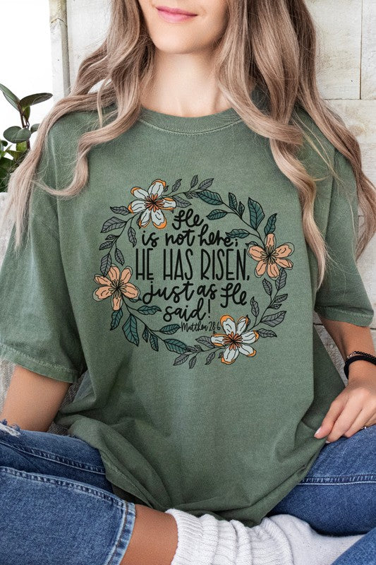 He Has Risen Easter Comfort Colors Graphic Tee