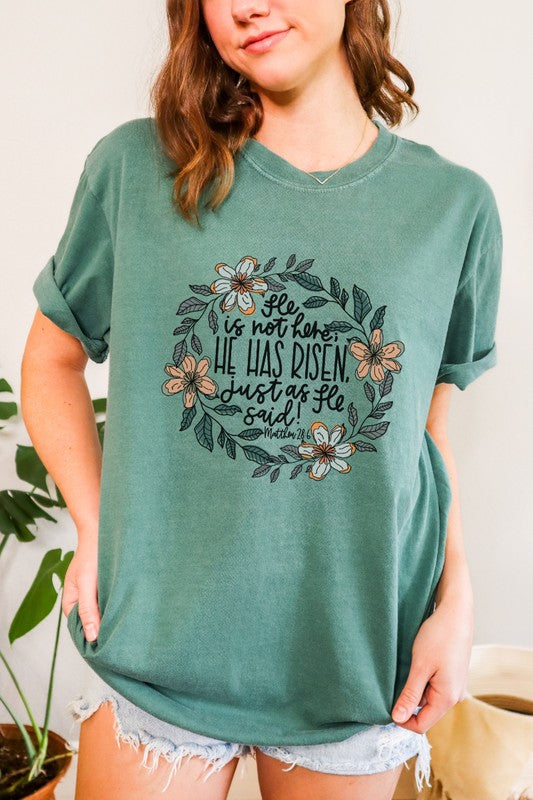 He Has Risen Easter Comfort Colors Graphic Tee